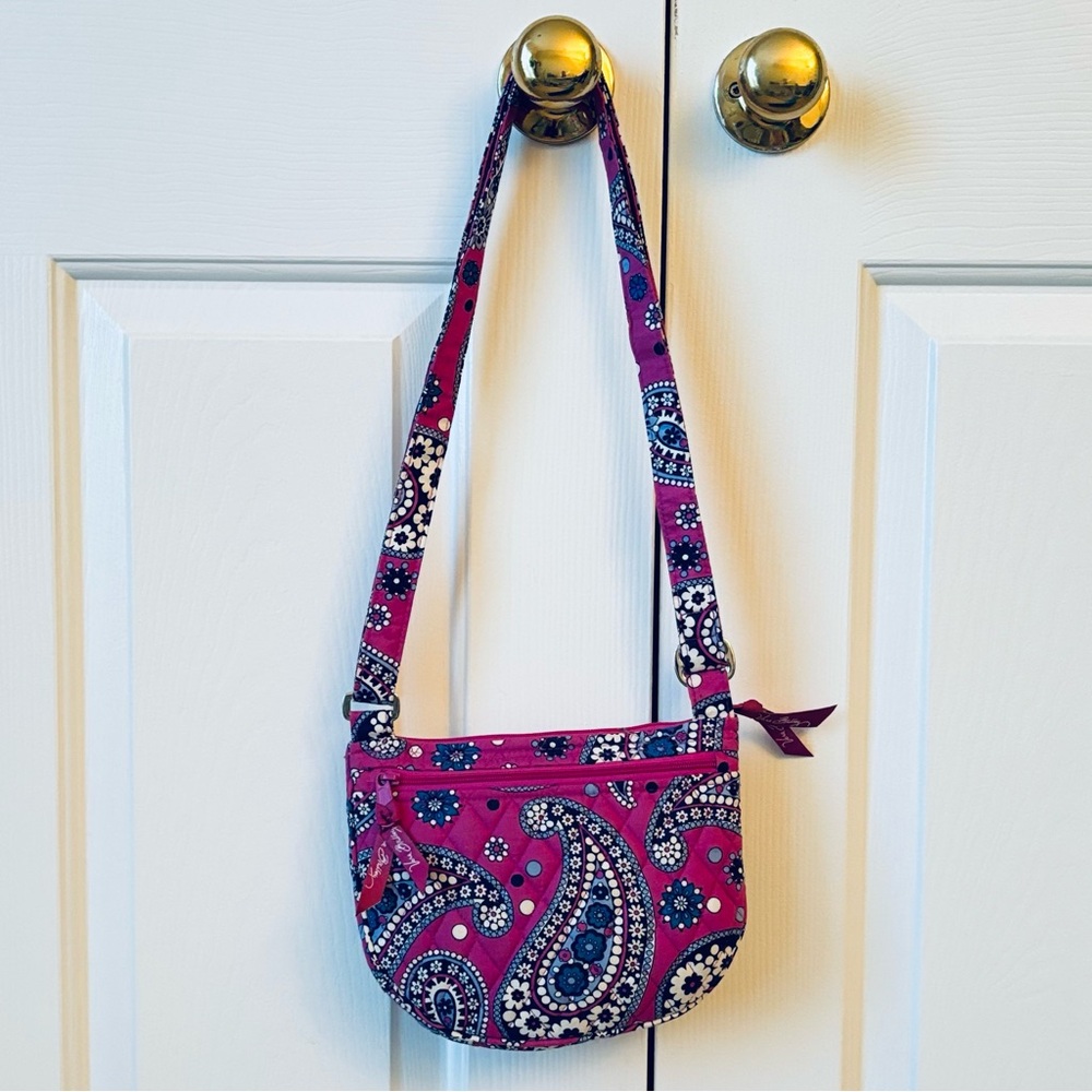VERA BRADLEY Lizzy Boysenberry Crossbody Purse Organizer Wallet Handbag Pink - Picture 3 of 14
